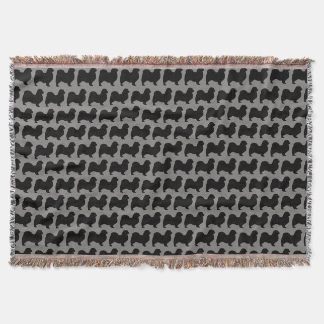 Tibetan Spaniel Silhouettes Pattern Throw Blanket (Front)
