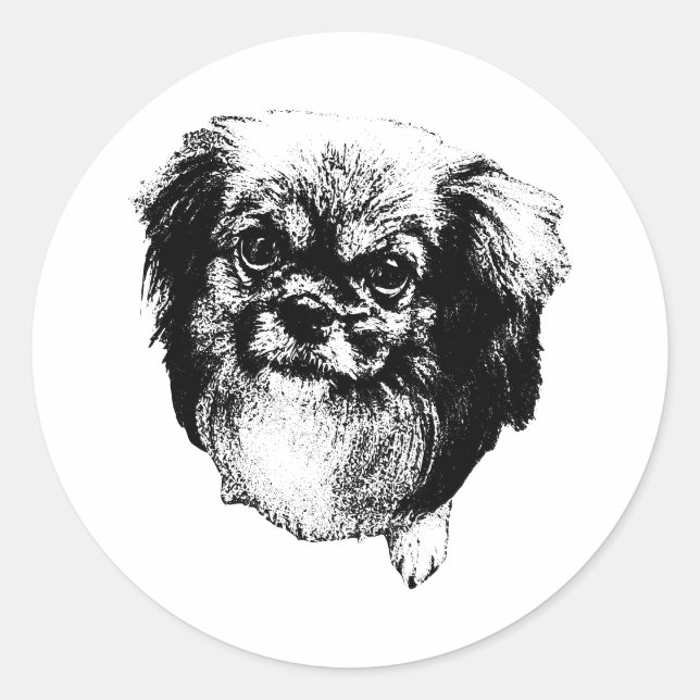 Tibetan Spaniel Sticker – Calm Ink Portrait (Front)