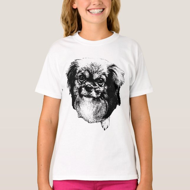 Tibetan Spaniel Tee – Calm Ink Dog Face (Front)