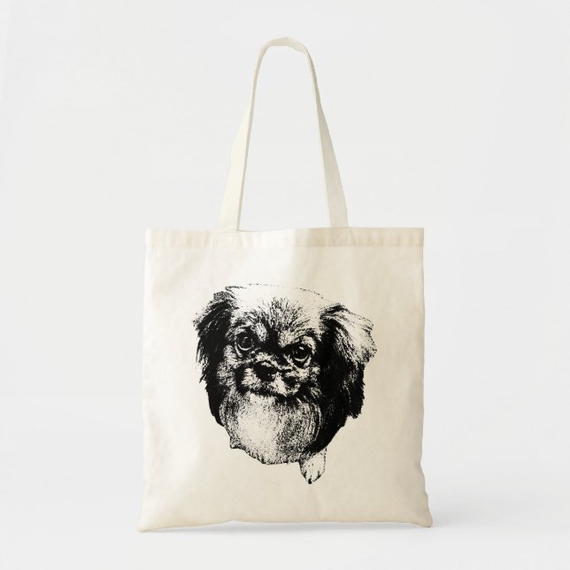 Tibetan Spaniel Tote – Ink Dog Portrait Art (Front)