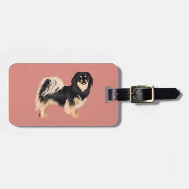 Tibetan Spaniel (Tri Colour) Luggage Tag  (Front Horizontal)