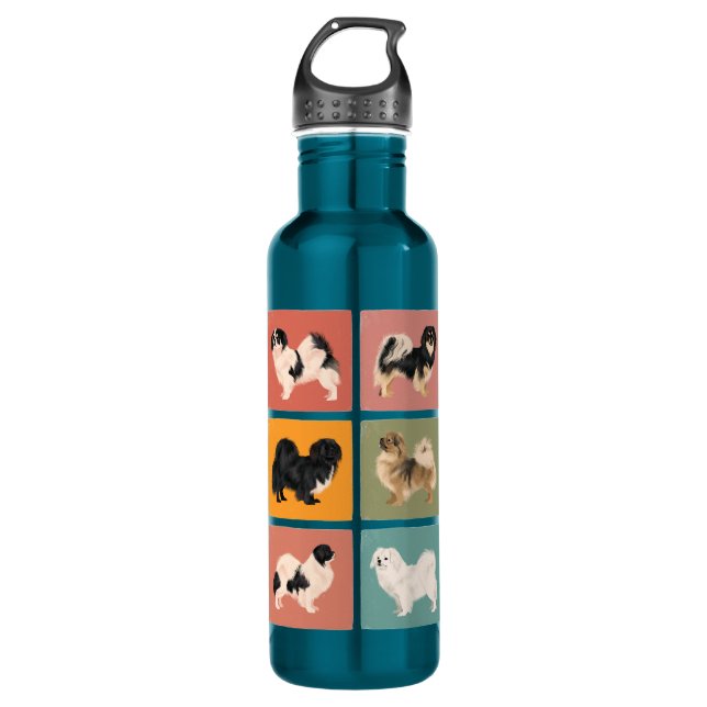 Tibetan Spaniel Water Bottle (Teal) (Front)