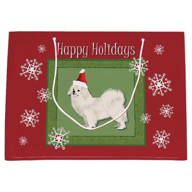 Tibetan Spaniel (White) Christmas Bag (Front)