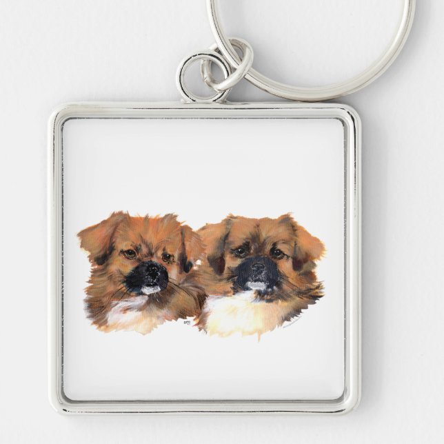 Tibetan Spaniels Head Study Key Ring (Front)