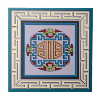 Tibetan square ornament tile