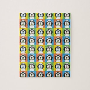 Tibetan Terrier Cartoon Pop-Art Jigsaw Puzzle
