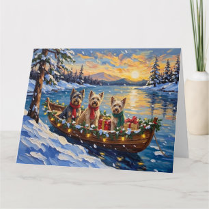Tibetan Terrier Christmas Boat Holiday Card