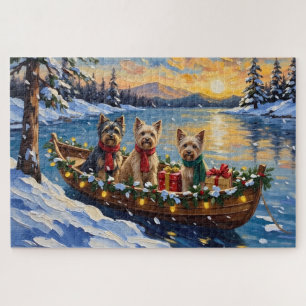 Tibetan Terrier Christmas Boat Holiday Jigsaw Puzzle
