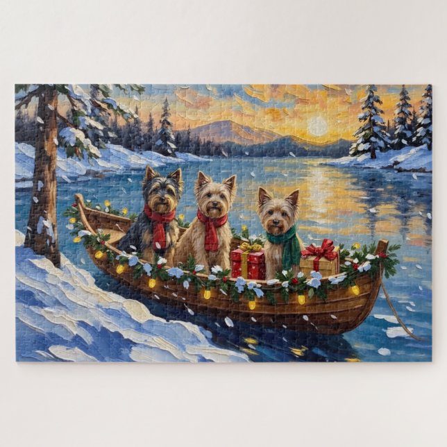 Tibetan Terrier Christmas Boat Holiday Jigsaw Puzzle (Horizontal)