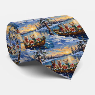 Tibetan Terrier Christmas Boat Holiday Tie