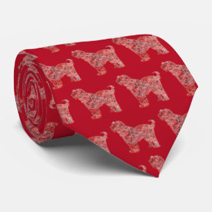 Tibetan Terrier Christmas Dog Silhouette Red Neck Tie