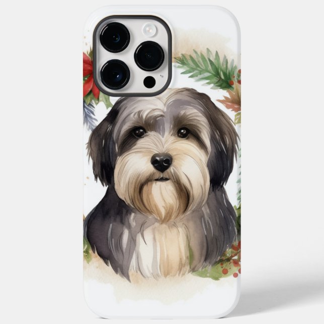 Tibetan Terrier Christmas Wreath Festive Pup  Case-Mate iPhone Case (Back)