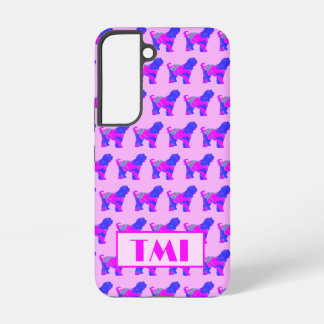 Tibetan Terrier Cute Dog Pink Silhouette Monogram Samsung Galaxy Case
