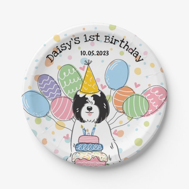 Tibetan Terrier Dog Birthday Party Paper Plates (Front)