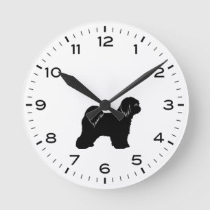 Tibetan Terrier Dog Breed Silhouette Round Clock