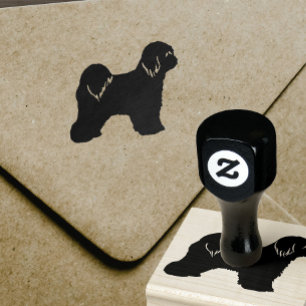 Tibetan Terrier Dog Breed Silhouette Rubber Stamp