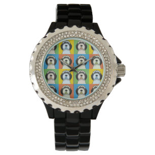 Tibetan Terrier Dog Cartoon Pop-Art Watch