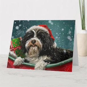 Tibetan Terrier Dog Christmas Festive  Card