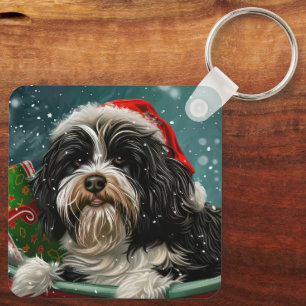 Tibetan Terrier Dog Christmas Festive  Key Ring
