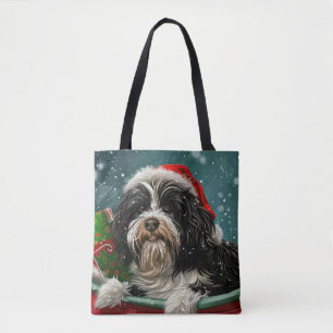 Tibetan Terrier Dog Christmas Festive Tote Bag