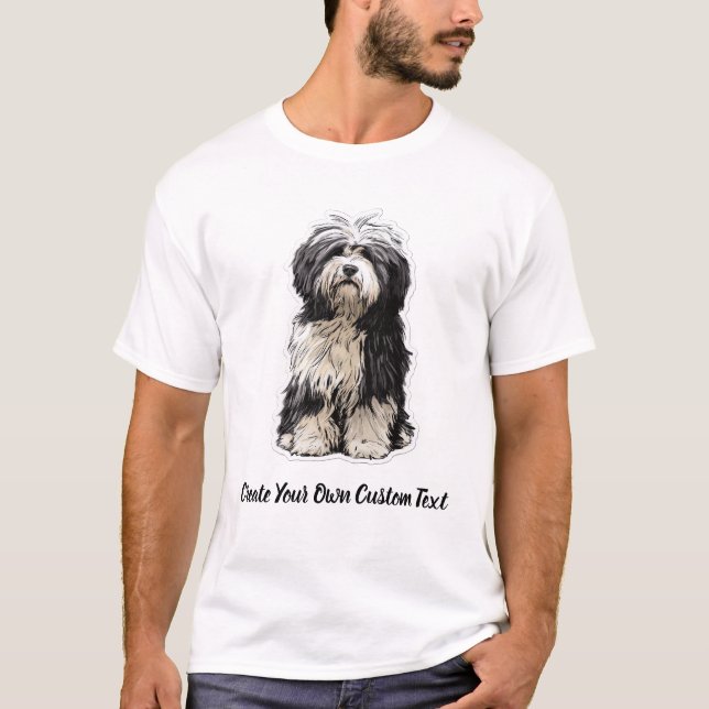 Tibetan Terrier Dog Create Your Own Custom Text  T-Shirt (Front)