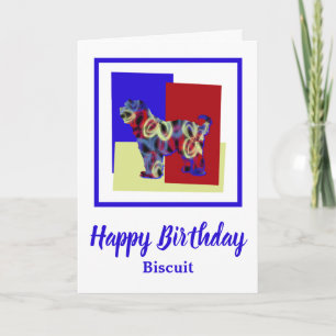 Tibetan Terrier Dog Red Blue Yellow Birthday Card
