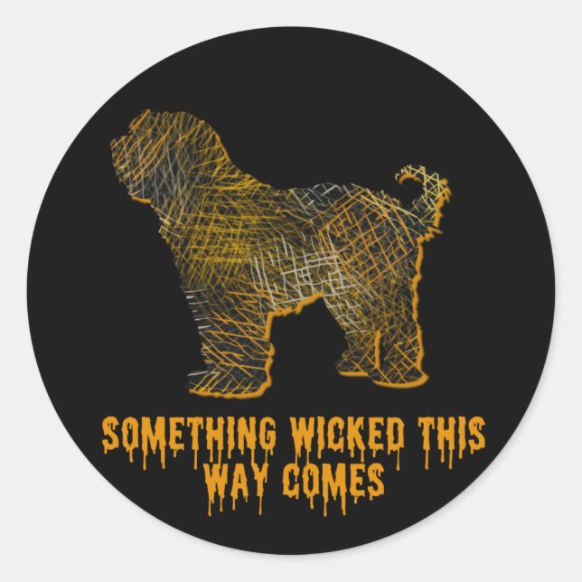 Tibetan Terrier Dog Silhouette Fun Halloween Classic Round Sticker (Front)