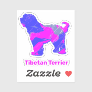 Tibetan Terrier Dog Silhouette Hot Pink&Blue Seal