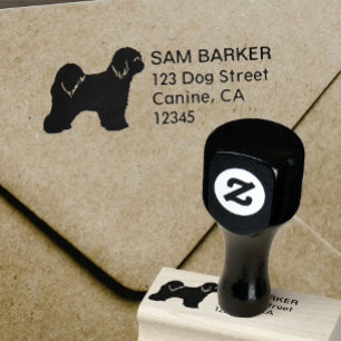 Tibetan Terrier Dog Silhouette Return Address Rubber Stamp
