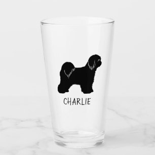 Tibetan Terrier Dog Silhouette Tibbie Personalised Glass