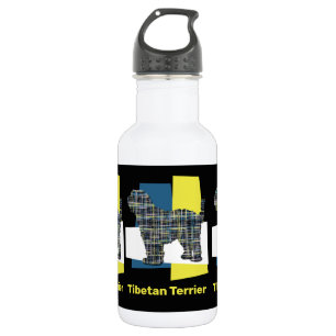 Tibetan Terrier Dog Yellow & Blue Triangle Grid 532 Ml Water Bottle