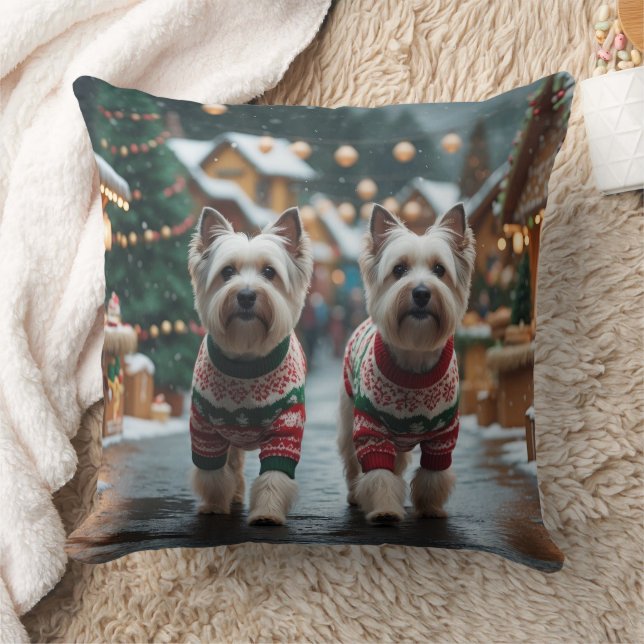 Tibetan Terrier Dogs Christmas Snow Holiday Cushion (Blanket)