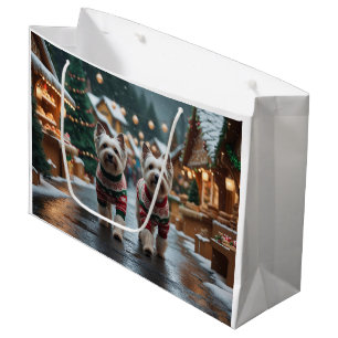 Tibetan Terrier Dogs Christmas Snow Holiday Large Gift Bag