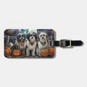 Tibetan Terrier Halloween Spooky Luggage Tag
