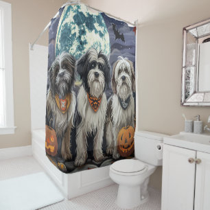 Tibetan Terrier Halloween Spooky Shower Curtain