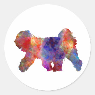 Tibetan Terrier in watercolor Classic Round Sticker