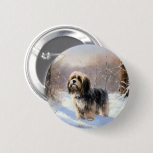 Tibetan Terrier Let It Snow Christmas 6 Cm Round Badge