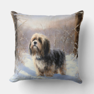 Tibetan Terrier Let It Snow Christmas Cushion