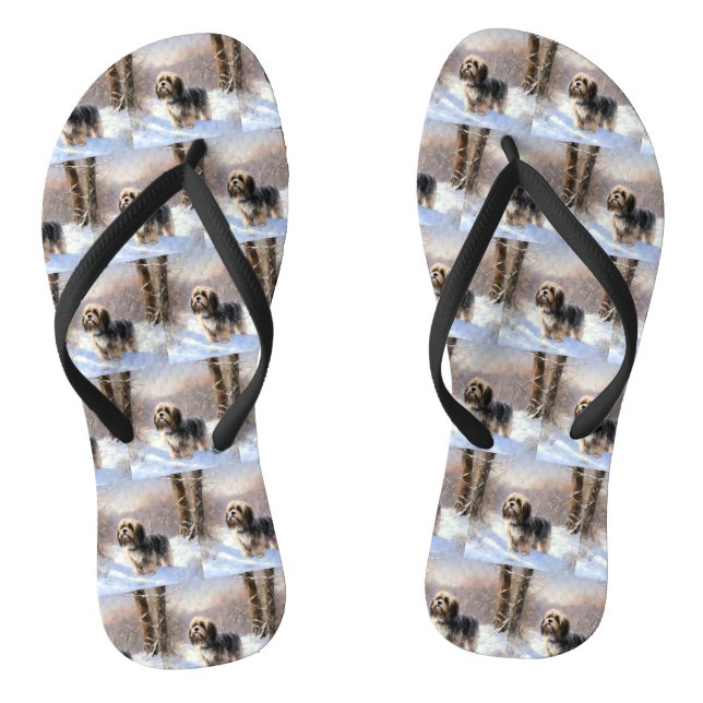Tibetan Terrier Let It Snow Christmas  Jandals (Footbed)