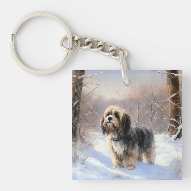 Tibetan Terrier Let It Snow Christmas  Key Ring (Front)