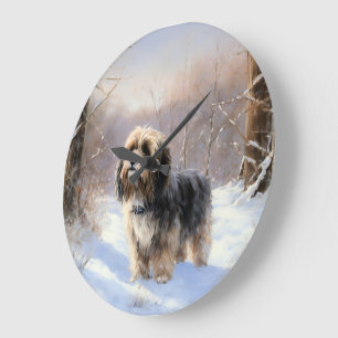 Tibetan Terrier Let It Snow Christmas  Large Clock