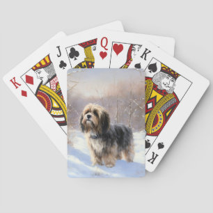 Tibetan Terrier Let It Snow Christmas Playing Cards