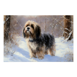 Tibetan Terrier Let It Snow Christmas Poster