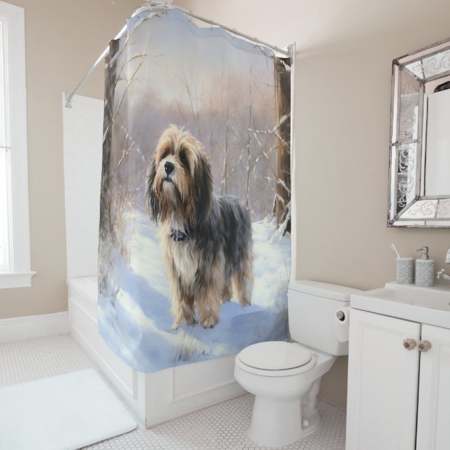 Tibetan Terrier Let It Snow Christmas  Shower Curtain (In Situ)