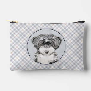 Tibetan Terrier Painting Black and White Dog Art Accessory Pouch