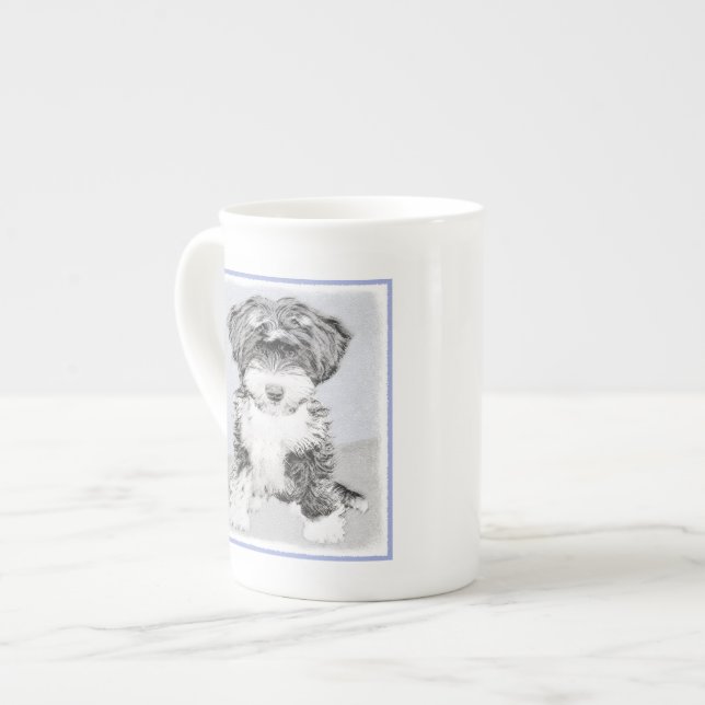 Tibetan Terrier Painting - Cute Original Dog Art Bone China Mug (Front Left)