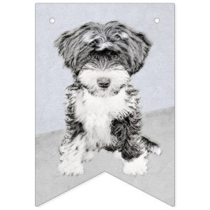 Tibetan Terrier Painting - Cute Original Dog Art Bunting