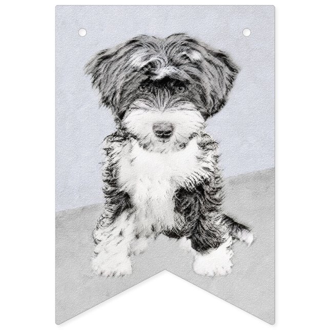 Tibetan Terrier Painting - Cute Original Dog Art Bunting (First Flag)