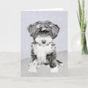 Tibetan Terrier Painting - Cute Original Dog Art Card