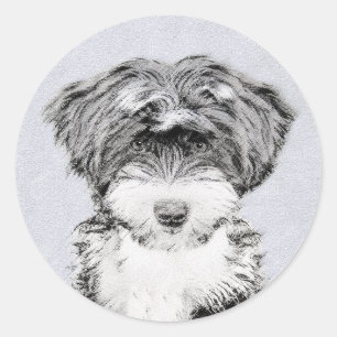 Tibetan Terrier Painting - Cute Original Dog Art Classic Round Sticker